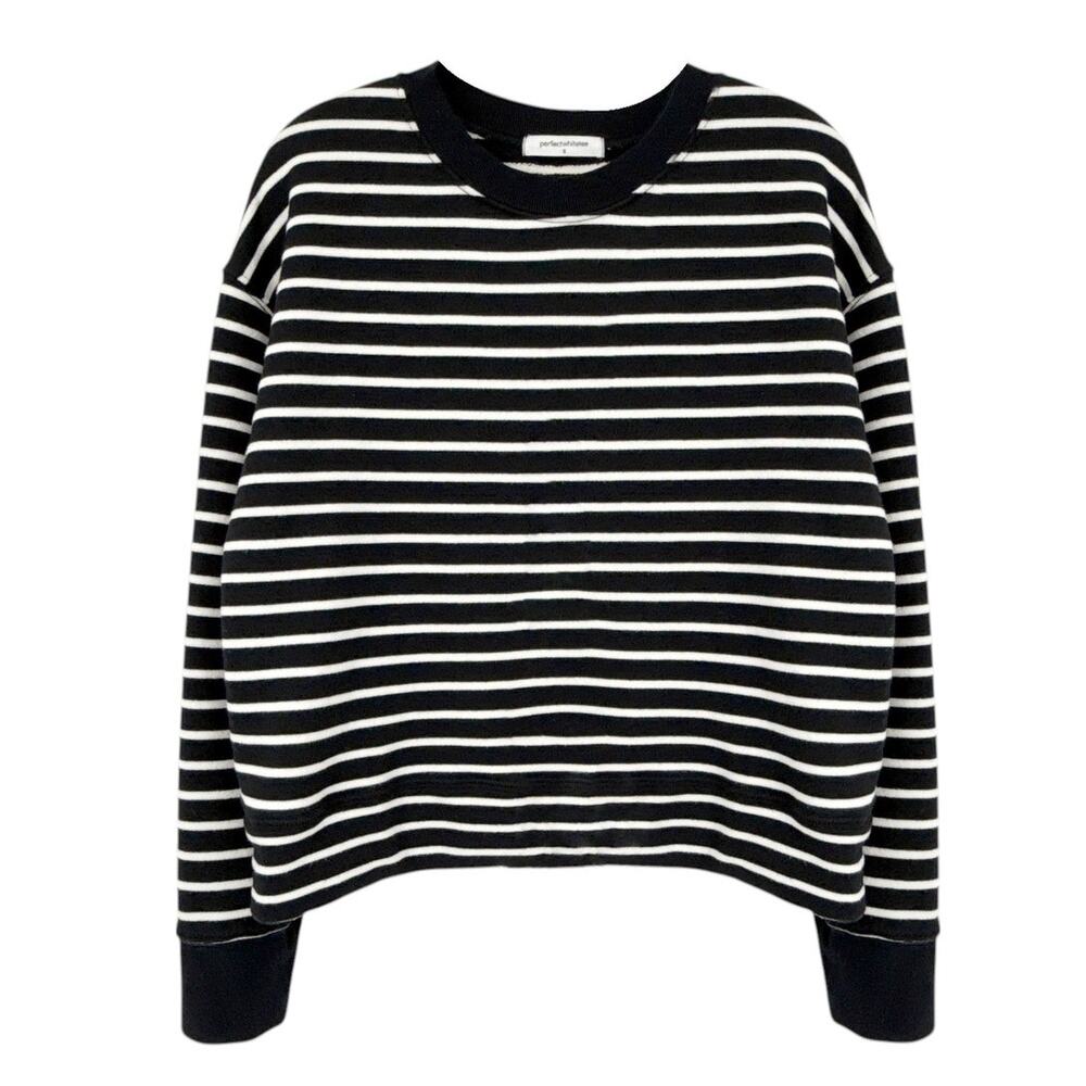 perfectwhitetee Black and White Striped Sweatshirt